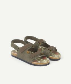 Sandales garçon kaki avec scratch semelle imprimé - 26
