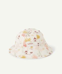 Chapeau bébé fille en coton imprimé avec motifs colorés - 52