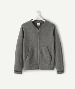 Gilet garçon zippé gris en tricot avec poches - 3 A