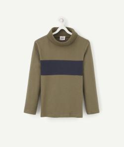 Sous-pull col roulé garçon vert et bleu marine en coton - 5 A