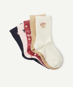 Lot de 5 paires de chaussettes fille brillantes unis ou à motifs - 24-26