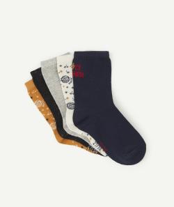Lot de 5 chaussettes garçon thème espace et fusée - 35-37