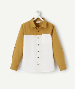 Chemise garçon en coton blanc et camel - 3 A