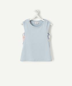 T-shirt 2 en 1 fille bleu avec brassière imprimée fleurie - 5 A