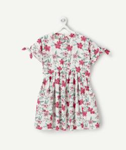 Robe fille en coton imprimée avec fleurs et feuilles - 3 A