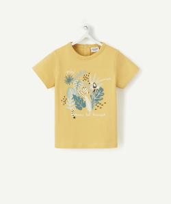 T-shirt bébé garçon jaune en fibres recyclées avec animation - 1 M