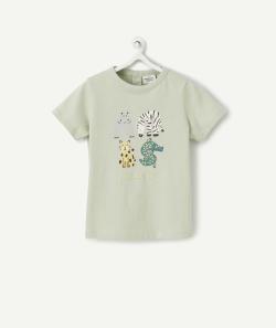 T-shirt bébé garçon en fibres recyclées vert avec animaux - 1 M