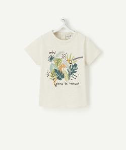 T-shirt bébé garçon en fibres recyclées écru avec animation - 1 M