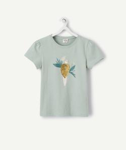 T-shirt fille en coton biologique avec oiseau à sequins - 3 A
