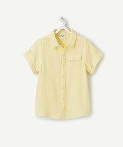 Chemise manches courtes garçon en gaze de coton jaune - 5 A