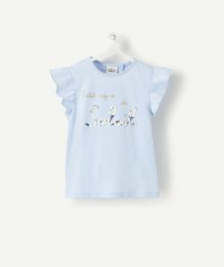 T-shirt bébé fille en coton biologique bleu avec message - 23 M
