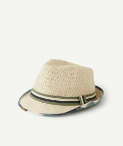 Chapeau de paille garçon avec bande et détails colorés - 56
