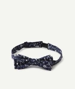 Noeud papillon garçon en coton bleu marine imprimé - TU