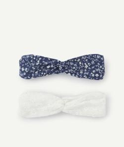Lot de 2 bandeaux fille bleu marine et blanc - 8-14 A