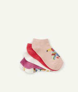 Lot de 5 socquettes fille rose imprimée et pailletée - 24-26