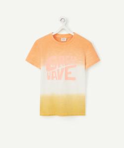 T-shirt garçon en coton orange dégradé avec message - 10 A