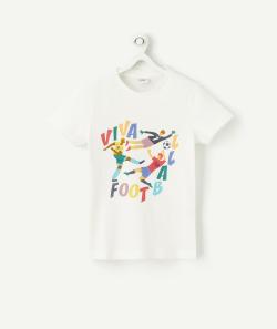 T-shirt blanc garçon en fibres recyclées thème football - 12 A