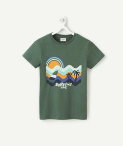 T-shirt garçon vert forêt en coton bio thème surf - 12 A