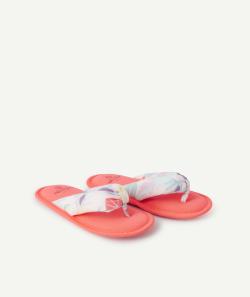 Chaussons tong fille rose fluo avec imprimé feuillage - 32-33