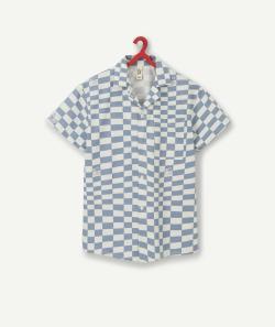 Chemise à manches courtes garçon damier bleu et blanc - XXS