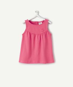 T-shirt sans manches bébé fille en coton bio rose fushia - 23 M