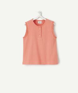 T-shirt bébé fille en coton sans manches couleur corail - 12 M