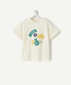 T-shirt bébé garçon en fibres recyclées blanc avec message - 3 M