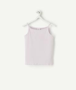 T-shirt à bretelles fille mauve clair en fibres recyclées - 5 A
