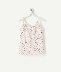 T-shirt à bretelles fille blanc en fibres recyclées et imprimé - 8 A