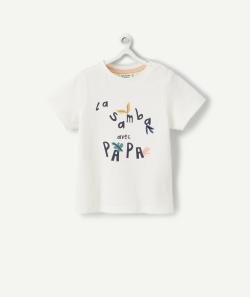 T-shirt bébé garçon blanc en coton anti uv bio avec message - 36 M