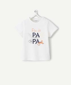 T-shirt blanc bébé garçon en fibres recyclées imprimé magique papa - 12 M