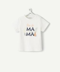 T-shirt blanc bébé garçon en fibres recyclées imprimé magique mama - 3 M