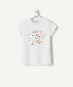 T-shirt blanc bébé fille en fibres recyclées imprimé magique papa - 1 M