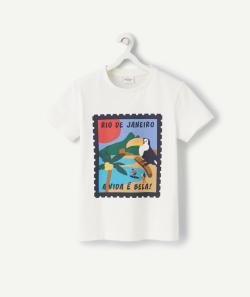 T-shirt blanc garçon en coton bio avec flocage rio de janeiro - 3 A