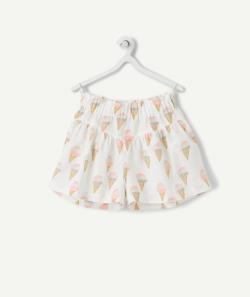 Short fille blanc imprimé glaces - 7 A