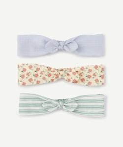 Lot de 3 bandeaux bébé fille bleu vert et jaune unis ou avec imprimés - 12-18 M