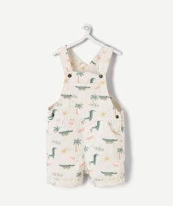 Salopette bébé garçon écrue avec motifs été et crocodiles - 3 M