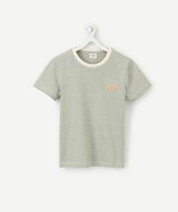 T-shirt garçon en coton bio vert avec message brodé - 12 A