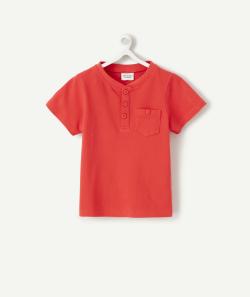 Polo bébé garçon rouge col tunisien - 24 M