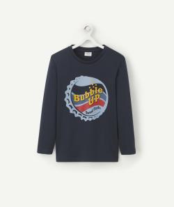 T-shirt garçon en coton bio bleu marine avec animation - 10 A