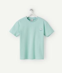 T-shirt garçon en coton bio vert menthe avec coquillage - 2 A