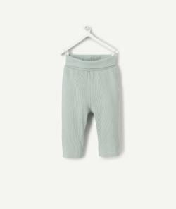 Legging bébé en coton bio nid d'abeille vert poudré - 0 M