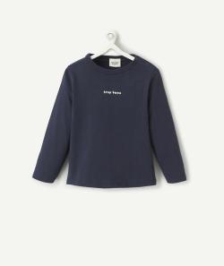 T-shirt bébé garçon bleu marine en coton bio et message blanc - 12 M