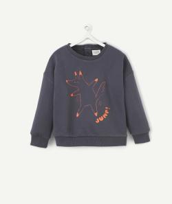 Sweat bébé garçon en fibres recyclées gris avec renard orange - 6 M
