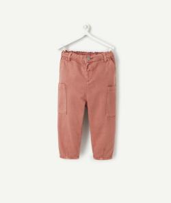 Pantalon relax bébé garçon en fibres recyclées rose avec poches - 36 M