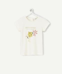 T-shirt bébé fille en coton bio écru motif grenouille - 12 M