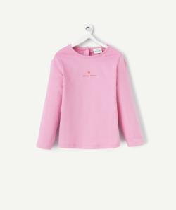 T-shirt manches longues bébé fille en coton bio rose thème trop chou - 3 M
