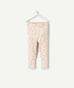 Legging bébé fille côtelé rose pâle et imprimé fleuri - 3 M