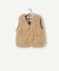 Cardigan sans manches bébé garçon à carreaux doublé sherpa - 12 M