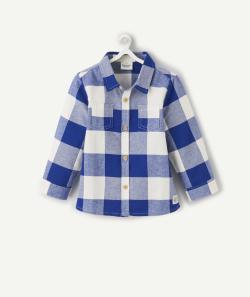 Chemise à carreaux bébé garçon blanc et bleu éléctrique - 3 M